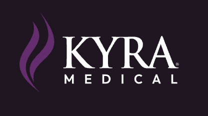 Logo of Kyra Medical on a dark background.