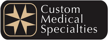 Logo of Custom Medical Specialists with a shield icon.