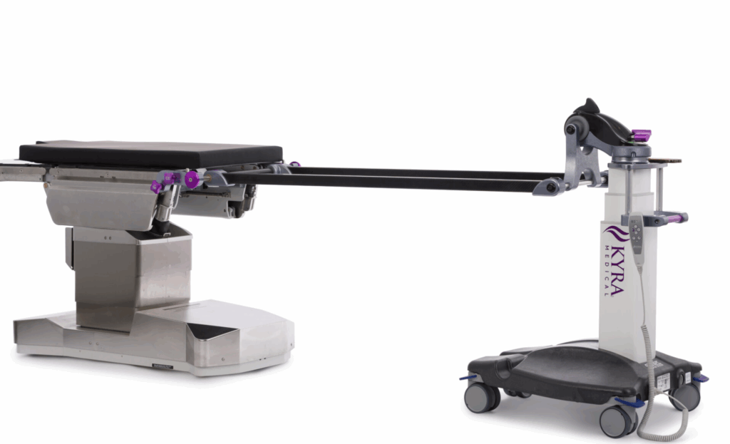 A robotic arm attached to a wheeled base with a long extension arm.