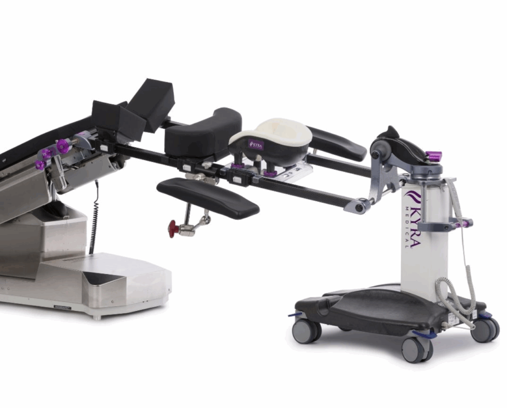 Advanced robotic surgical system with articulated arms and control console.