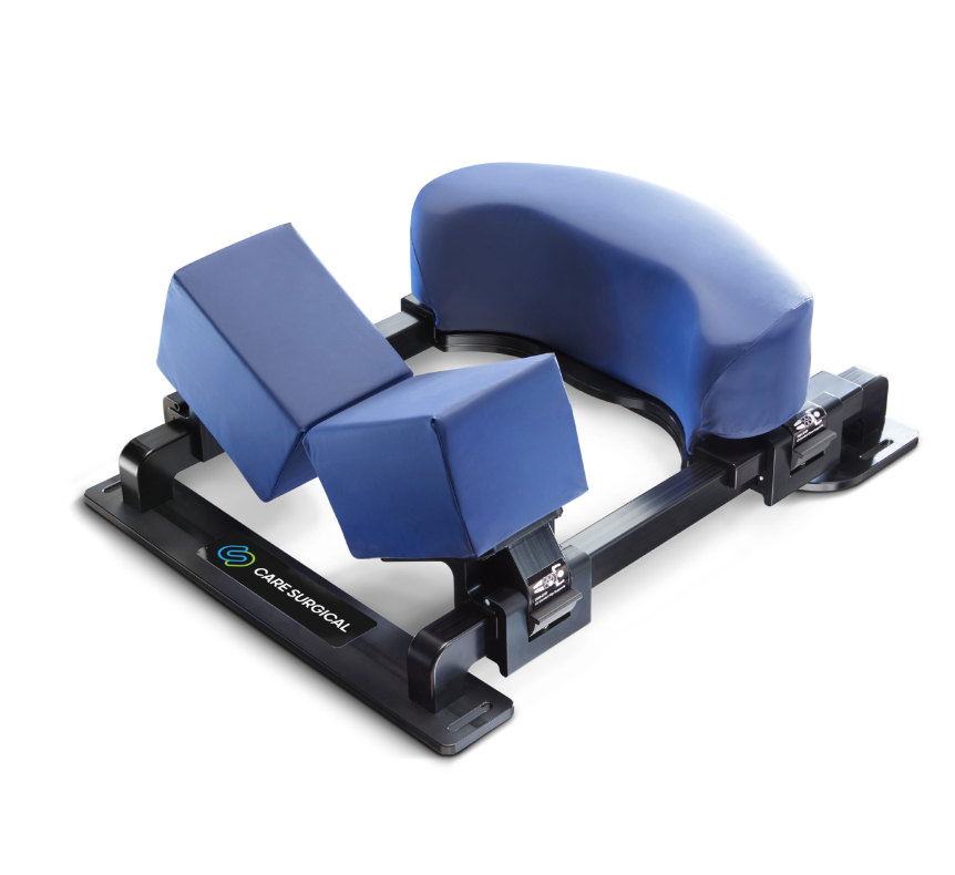 Adjustable blue ergonomic footrest for desk use.