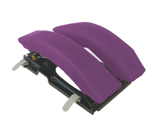 Purple ergonomic footrest with adjustable features.