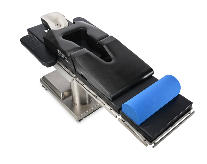 A specialized clamp tool with a blue handle and metal base.