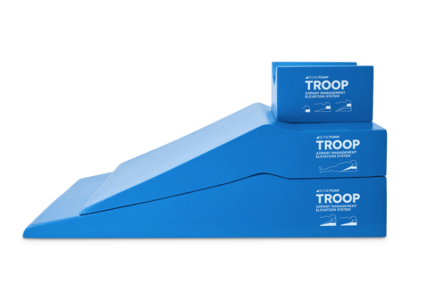 Blue veterinary ramps labeled Troop for pet mobility assistance.