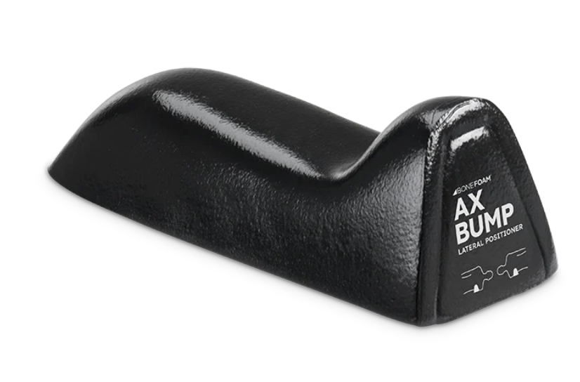 Black axe blade sharpener with ergonomic handle.