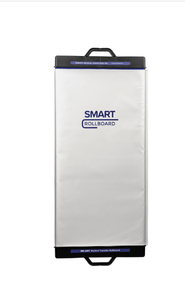A portable smart rollboard whiteboard with a handle.