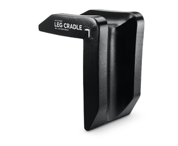 Black plastic leg cradle for furniture protection.