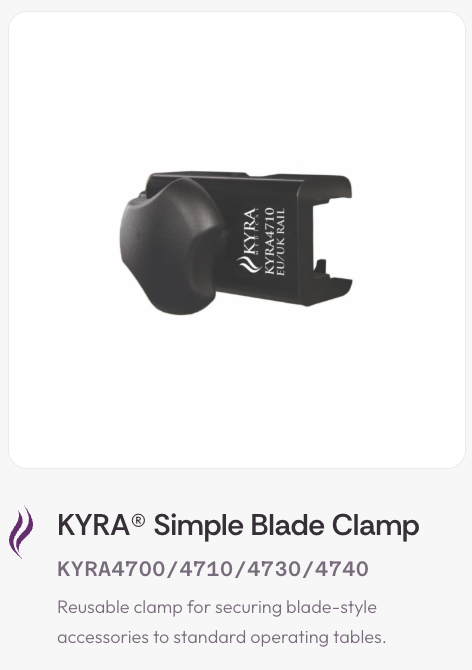 Black KYRA Simple Blade Clamp against a white background.