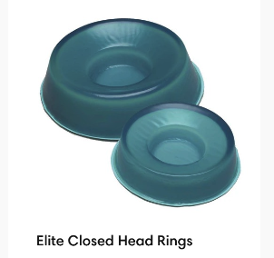 Two blue Elite Closed Head Rings of different sizes.
